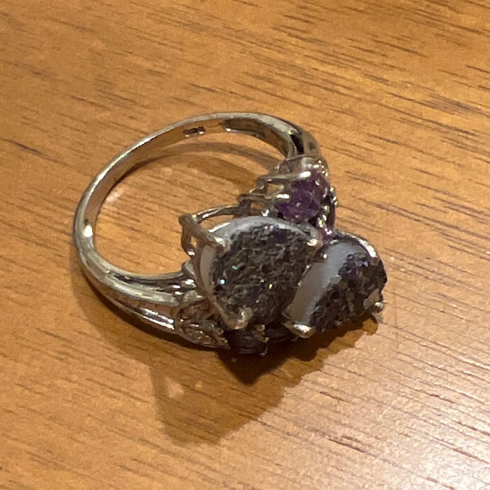 Sterling Silver Purple Cluster Ring - Picture 2 of 7